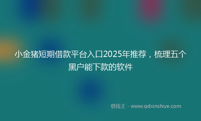 小金猪短期借款平台入口2025年推荐，梳理五个黑户能下款的软件