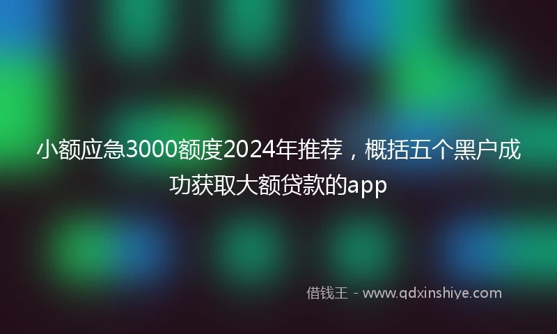 小额应急3000额度2024年推荐，概括五个黑户成功获取大额贷款的app