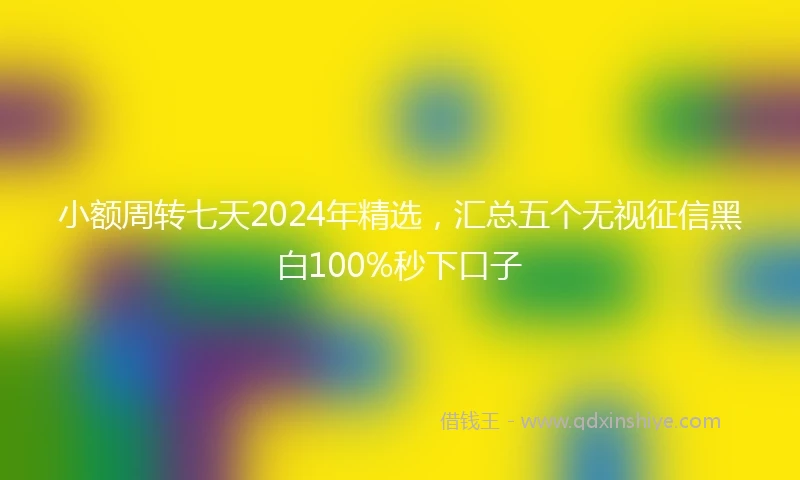 小额周转七天2024年精选，汇总五个无视征信黑白100%秒下口子