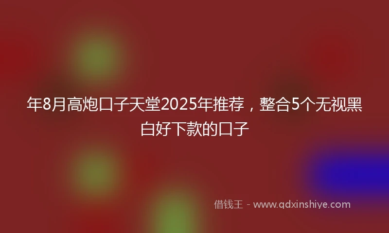 年8月高炮口子天堂2025年推荐，整合5个无视黑白好下款的口子