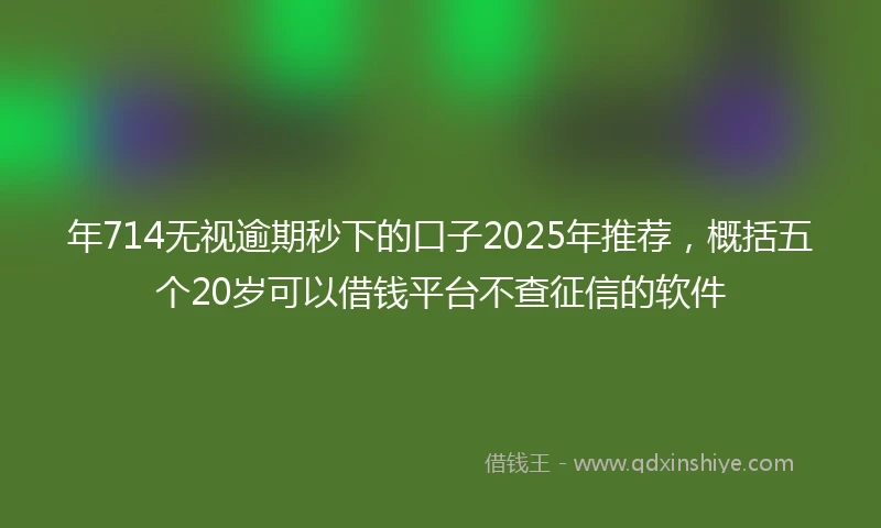 年714无视逾期秒下的口子2025年推荐，概括五个20岁可以借钱平台不查征信的软件