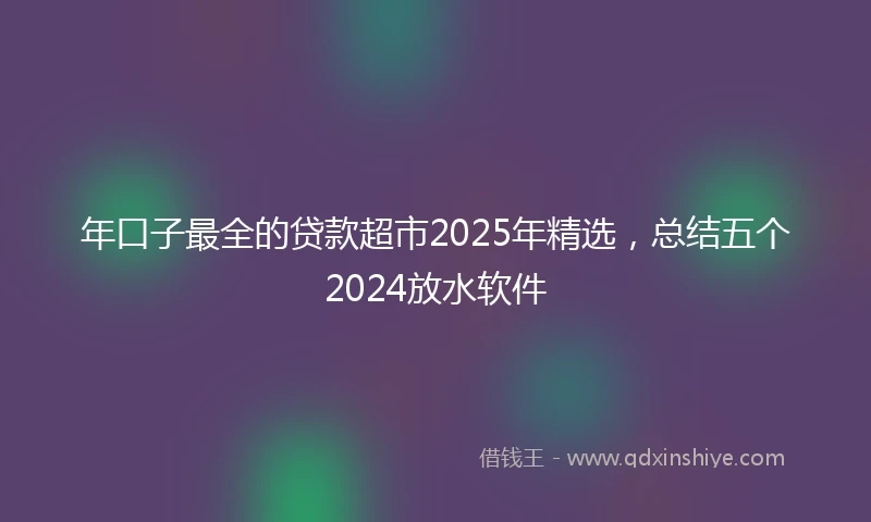 年口子最全的贷款超市2025年精选，总结五个2024放水软件
