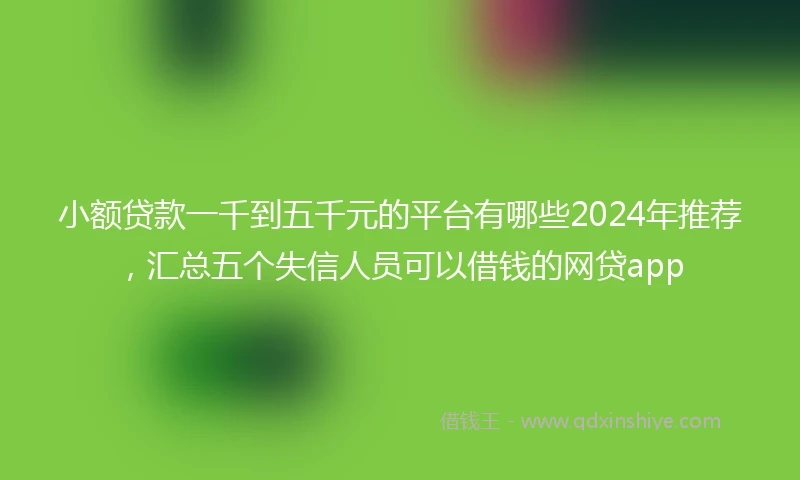 小额贷款一千到五千元的平台有哪些2024年推荐，汇总五个失信人员可以借钱的网贷app