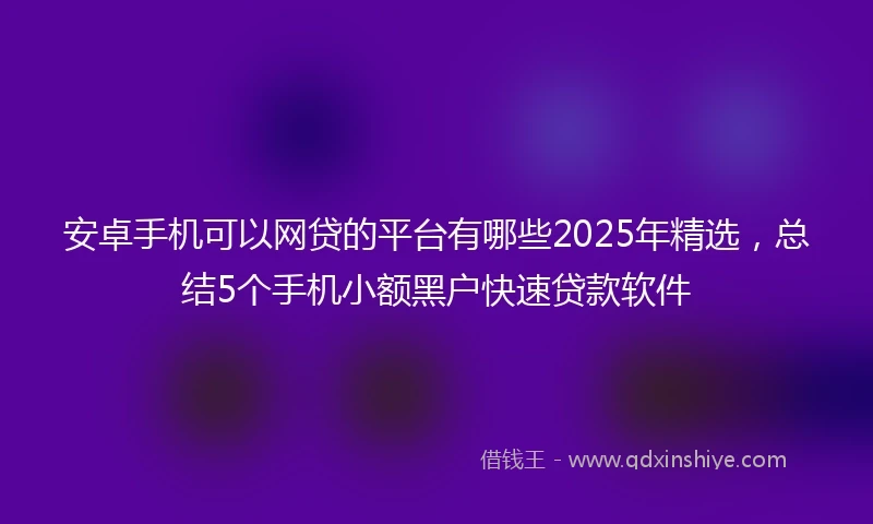安卓手机可以网贷的平台有哪些2025年精选，总结5个手机小额黑户快速贷款软件
