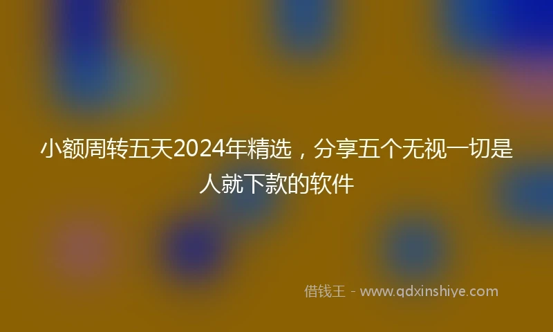小额周转五天2024年精选，分享五个无视一切是人就下款的软件