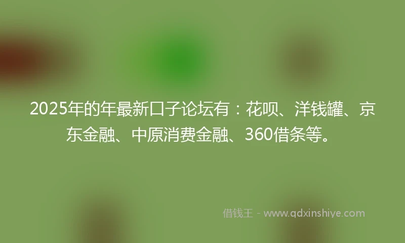2025年的年最新口子论坛有：花呗、洋钱罐、京东金融、中原消费金融、360借条等。