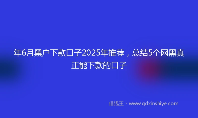 年6月黑户下款口子2025年推荐，总结5个网黑真正能下款的口子