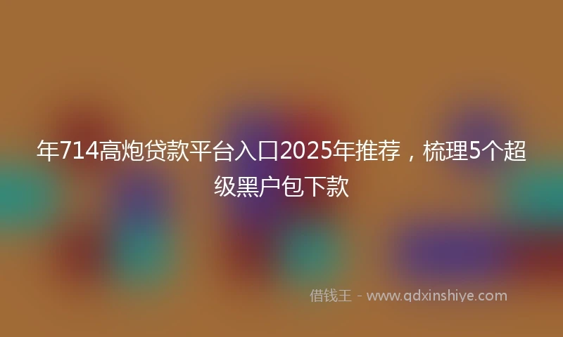 年714高炮贷款平台入口2025年推荐，梳理5个超级黑户包下款