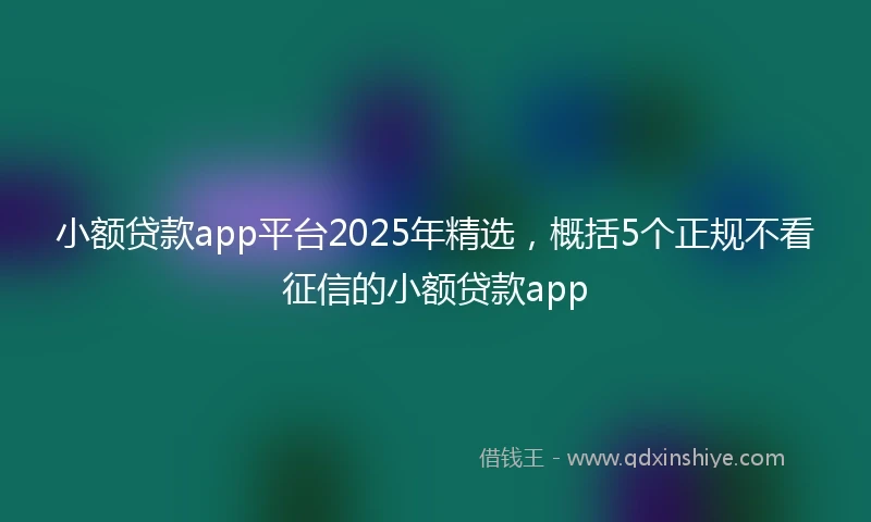 小额贷款app平台2025年精选，概括5个正规不看征信的小额贷款app