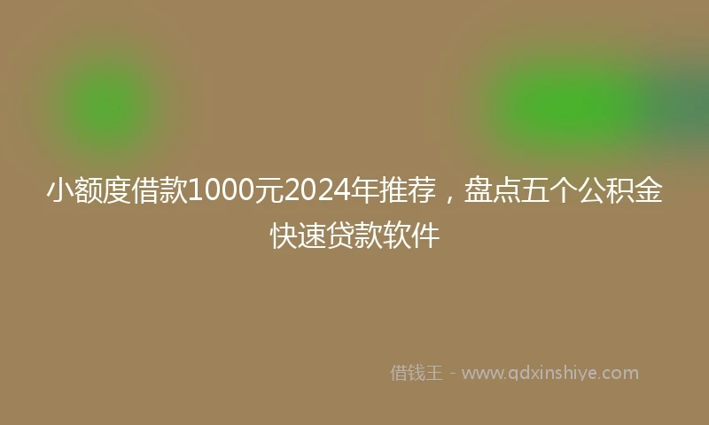 小额度借款1000元2024年推荐,盘点五个公积金快速贷款软件