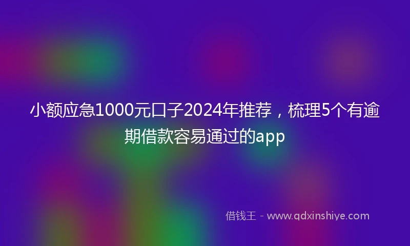 小额应急1000元口子2024年推荐，梳理5个有逾期借款容易通过的app