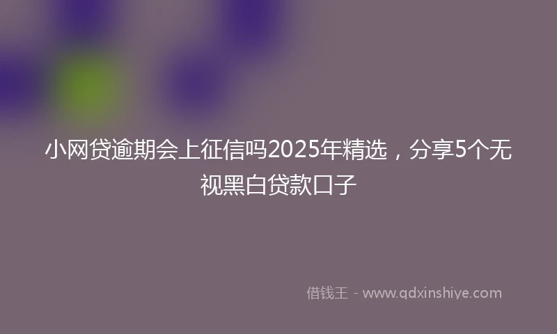 小网贷逾期会上征信吗2025年精选，分享5个无视黑白贷款口子