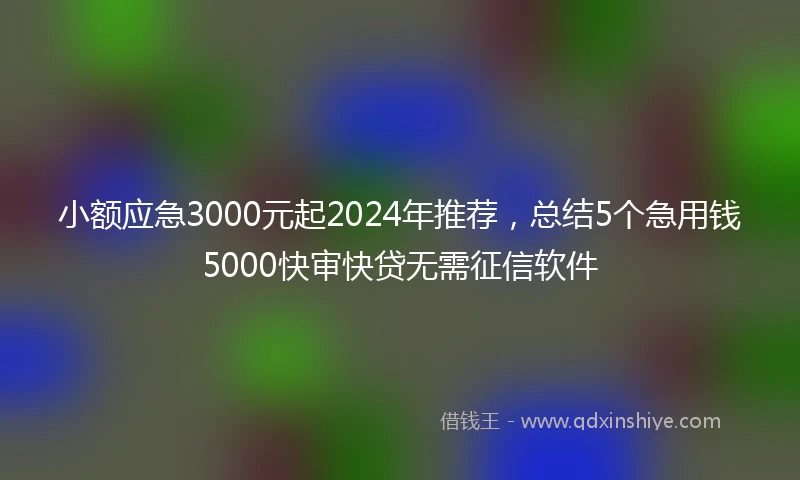 小额应急3000元起2024年推荐,总结5个急用钱5000快审快贷无需征信软件