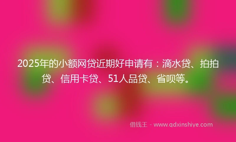 2025年的小额网贷近期好申请有：滴水贷、拍拍贷、信用卡贷、51人品贷、省呗等。