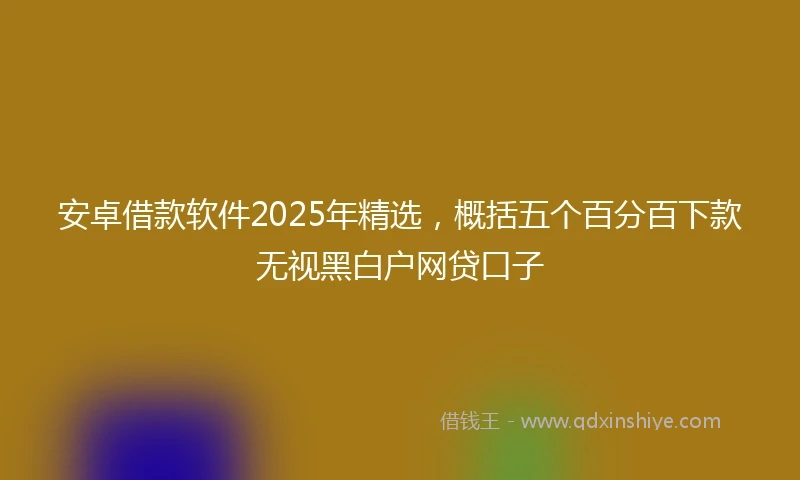 安卓借款软件2025年精选，概括五个百分百下款无视黑白户网贷口子