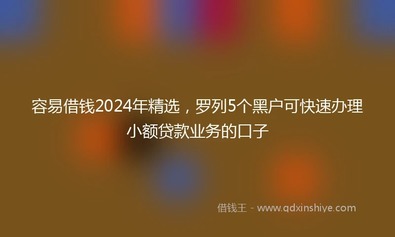 容易借钱2024年精选，罗列5个黑户可快速办理小额贷款业务的口子