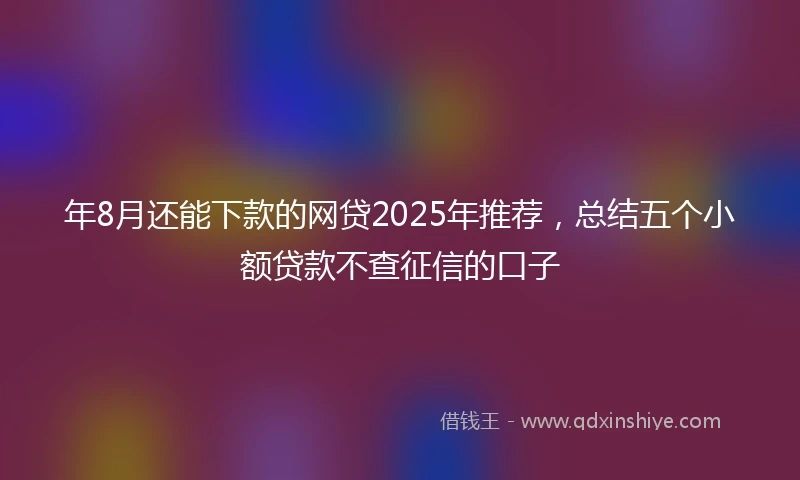 年8月还能下款的网贷2025年推荐，总结五个小额贷款不查征信的口子