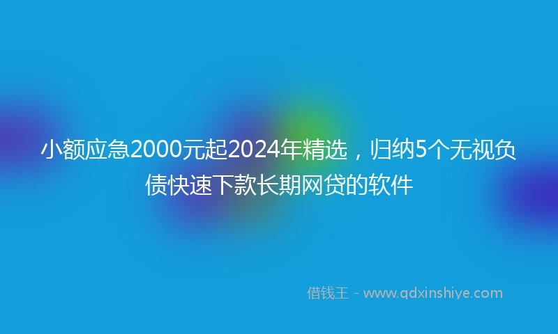 小额应急2000元起2024年精选，归纳5个无视负债快速下款长期网贷的软件
