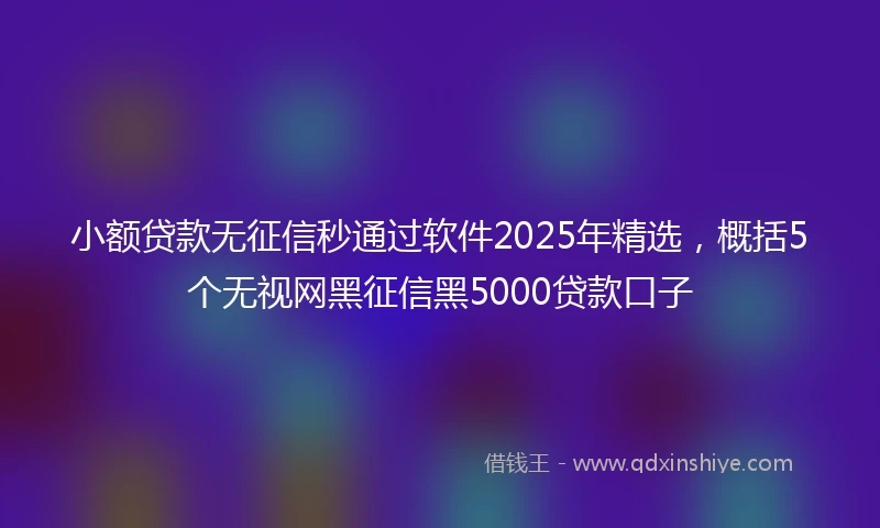 小额贷款无征信秒通过软件2025年精选，概括5个无视网黑征信黑5000贷款口子