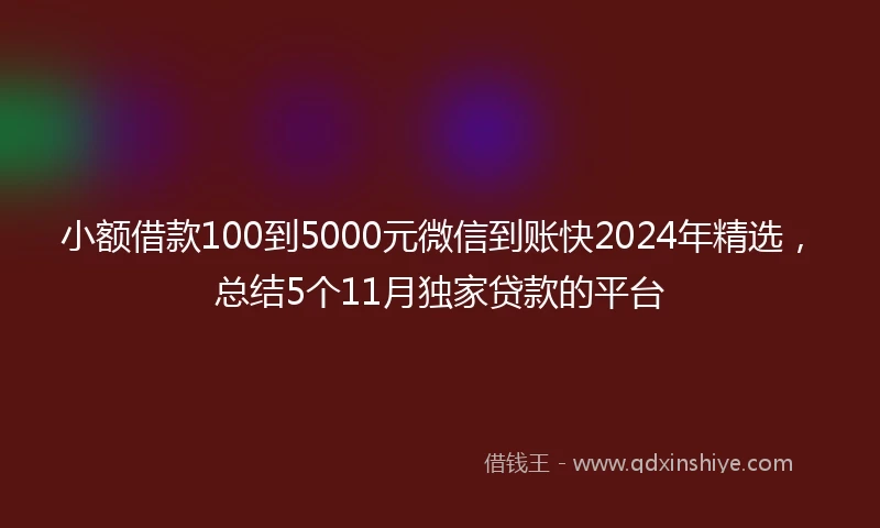 小额借款100到5000元微信到账快2024年精选，总结5个11月独家贷款的平台
