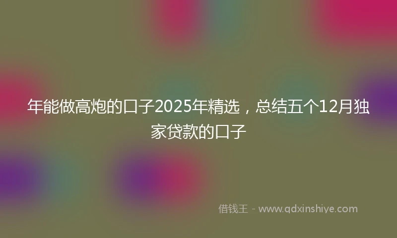 年能做高炮的口子2025年精选，总结五个12月独家贷款的口子