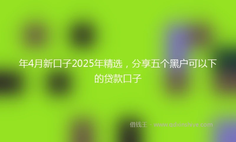 年4月新口子2025年精选，分享五个黑户可以下的贷款口子
