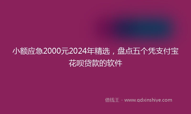 小额应急2000元2024年精选，盘点五个凭支付宝花呗贷款的软件