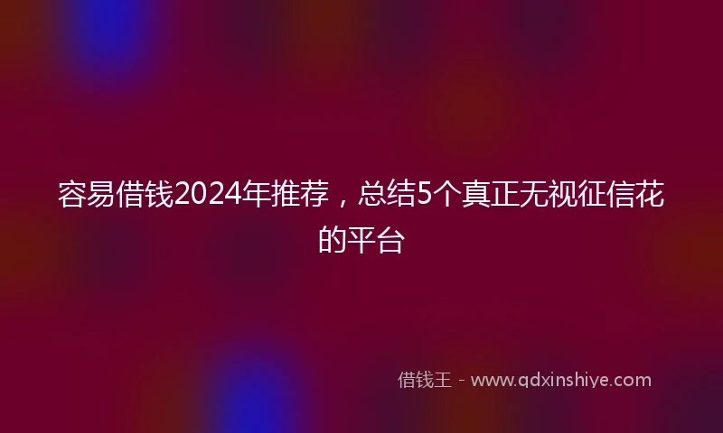 容易借钱2024年推荐，总结5个真正无视征信花的平台