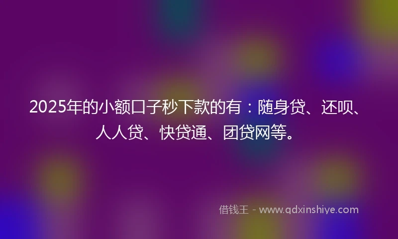 2025年的小额口子秒下款的有：随身贷、还呗、人人贷、快贷通、团贷网等。