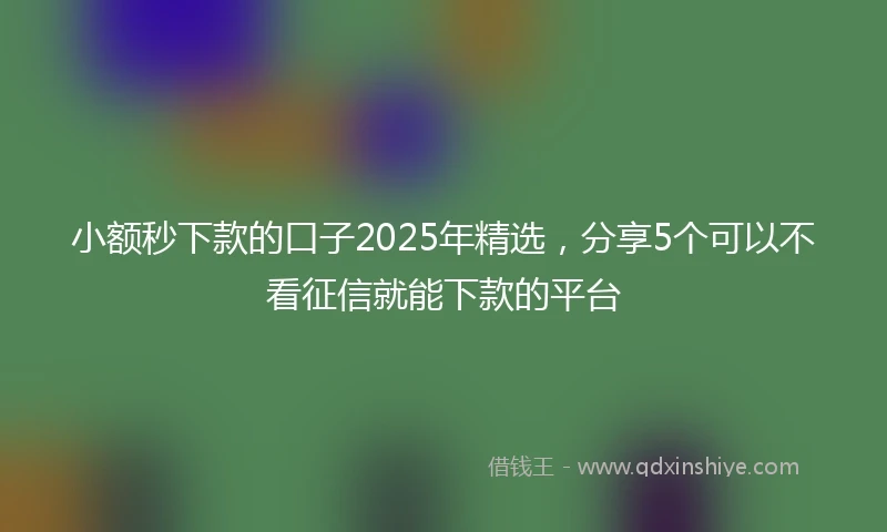 小额秒下款的口子2025年精选，分享5个可以不看征信就能下款的平台