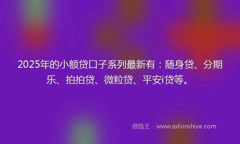 2025年的小额贷口子系列最新有：随身贷、分期乐、拍拍贷、微粒贷、平安i贷等。