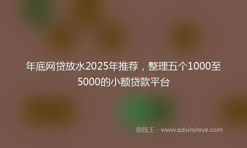 年底网贷放水2025年推荐，整理五个1000至5000的小额贷款平台