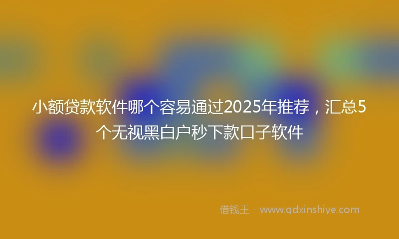 小额贷款软件哪个容易通过2025年推荐，汇总5个无视黑白户秒下款口子软件