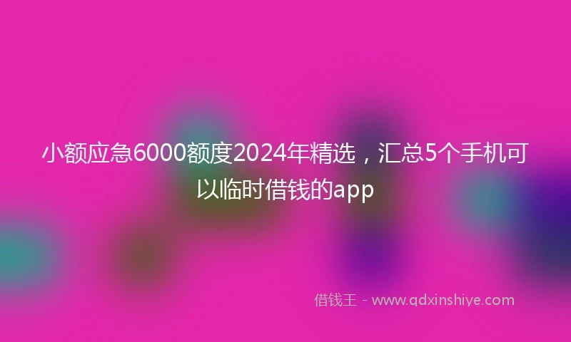 小额应急6000额度2024年精选，汇总5个手机可以临时借钱的app