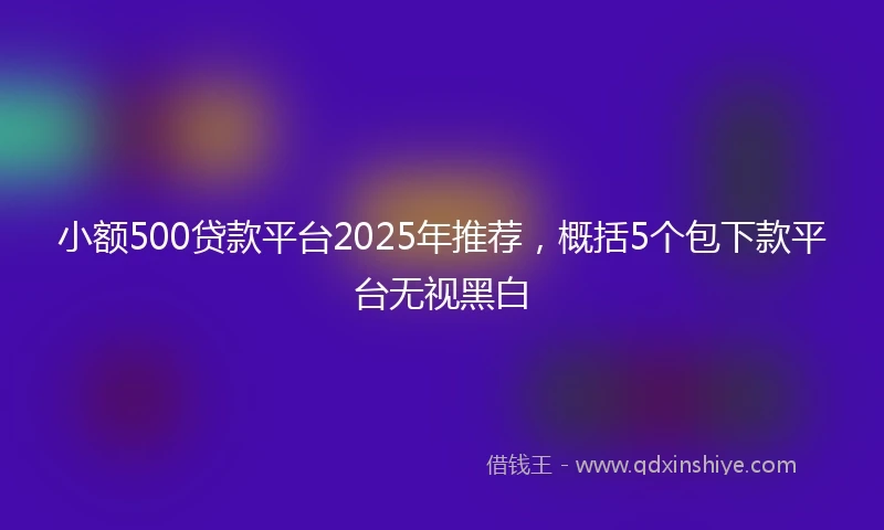小额500贷款平台2025年推荐，概括5个包下款平台无视黑白