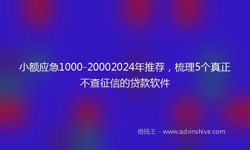 小额应急1000-20002024年推荐，梳理5个真正不查征信的贷款软件