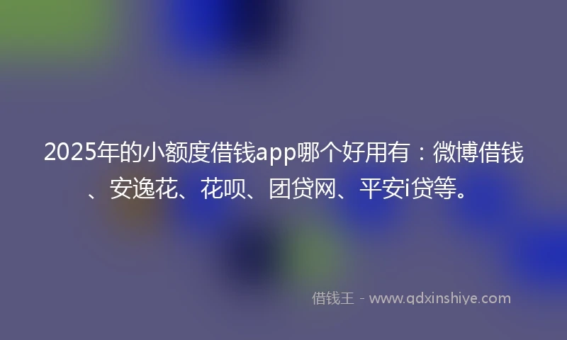 2025年的小额度借钱app哪个好用有：微博借钱、安逸花、花呗、团贷网、平安i贷等。