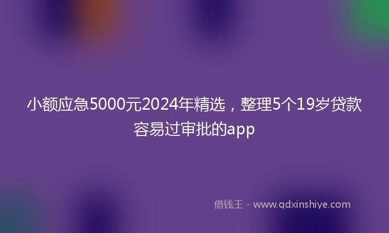 小额应急5000元2024年精选，整理5个19岁贷款容易过审批的app