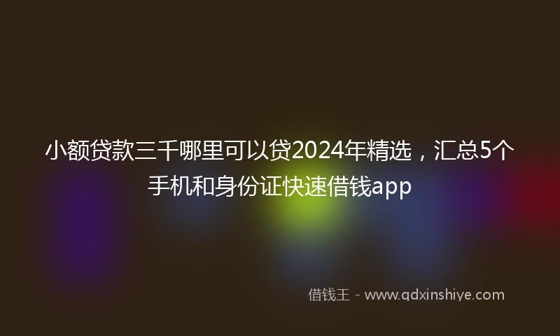小额贷款三千哪里可以贷2024年精选，汇总5个手机和身份证快速借钱app