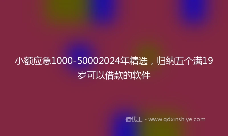 小额应急1000-50002024年精选，归纳五个满19岁可以借款的软件