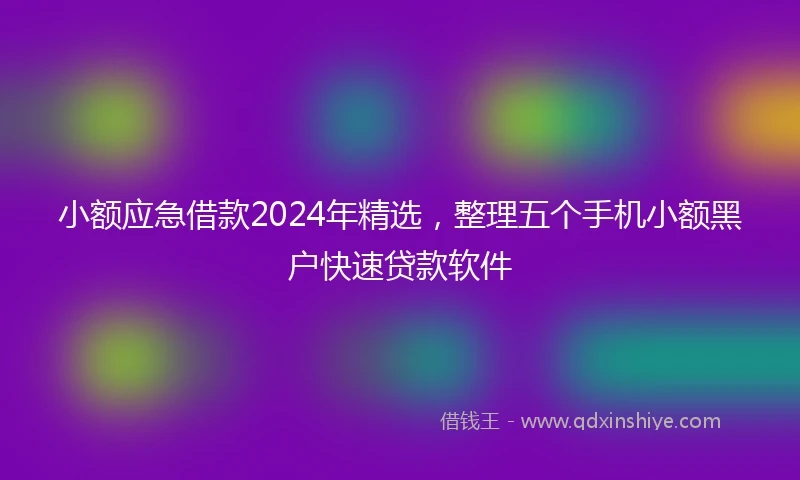 小额应急借款2024年精选，整理五个手机小额黑户快速贷款软件