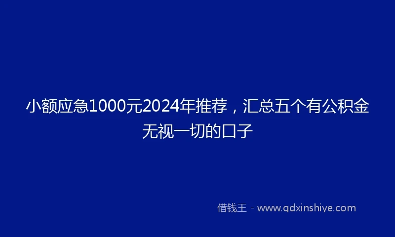 小额应急1000元2024年推荐，汇总五个有公积金无视一切的口子
