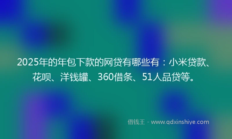 2025年的年包下款的网贷有哪些有：小米贷款、花呗、洋钱罐、360借条、51人品贷等。