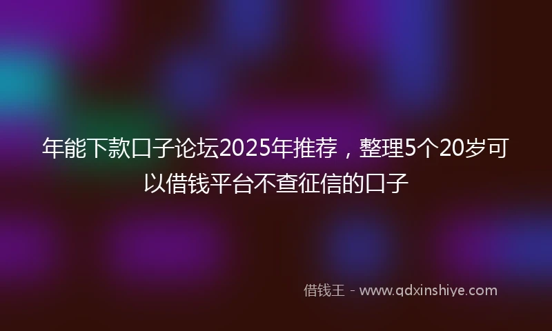 年能下款口子论坛2025年推荐，整理5个20岁可以借钱平台不查征信的口子