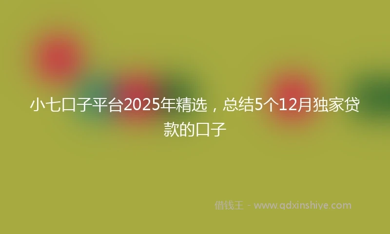 小七口子平台2025年精选，总结5个12月独家贷款的口子