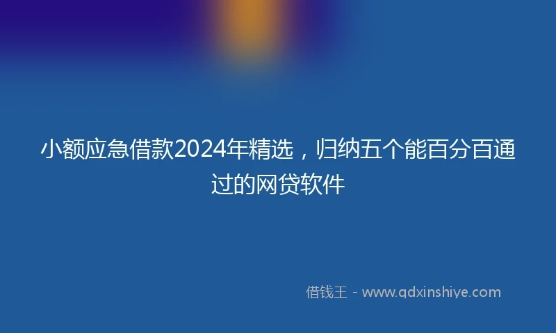 小额应急借款2024年精选，归纳五个能百分百通过的网贷软件
