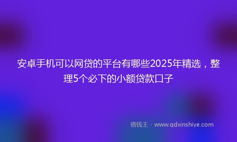安卓手机可以网贷的平台有哪些2025年精选，整理5个必下的小额贷款口子