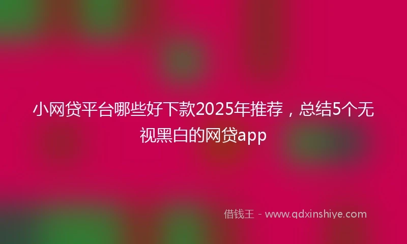 小网贷平台哪些好下款2025年推荐，总结5个无视黑白的网贷app
