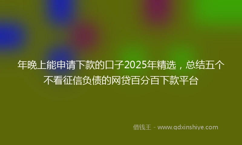 年晚上能申请下款的口子2025年精选，总结五个不看征信负债的网贷百分百下款平台
