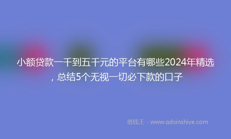 小额贷款一千到五千元的平台有哪些2024年精选，总结5个无视一切必下款的口子